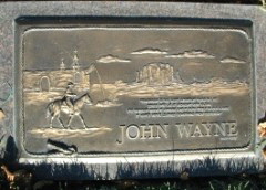 The engraved plaque at John Wayne's grave